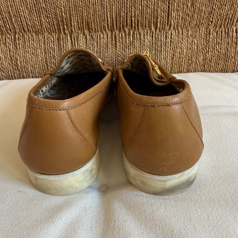 Women’s Tan Leather Loafers with Gold Horsebit - Picture 7 of 10